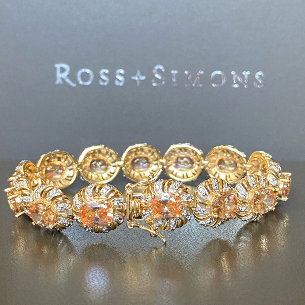 Ross Simmons 18k Gold Over 925 Sterling Silver Tourmaline Gemstones Bracelet - Picture 4 of 16